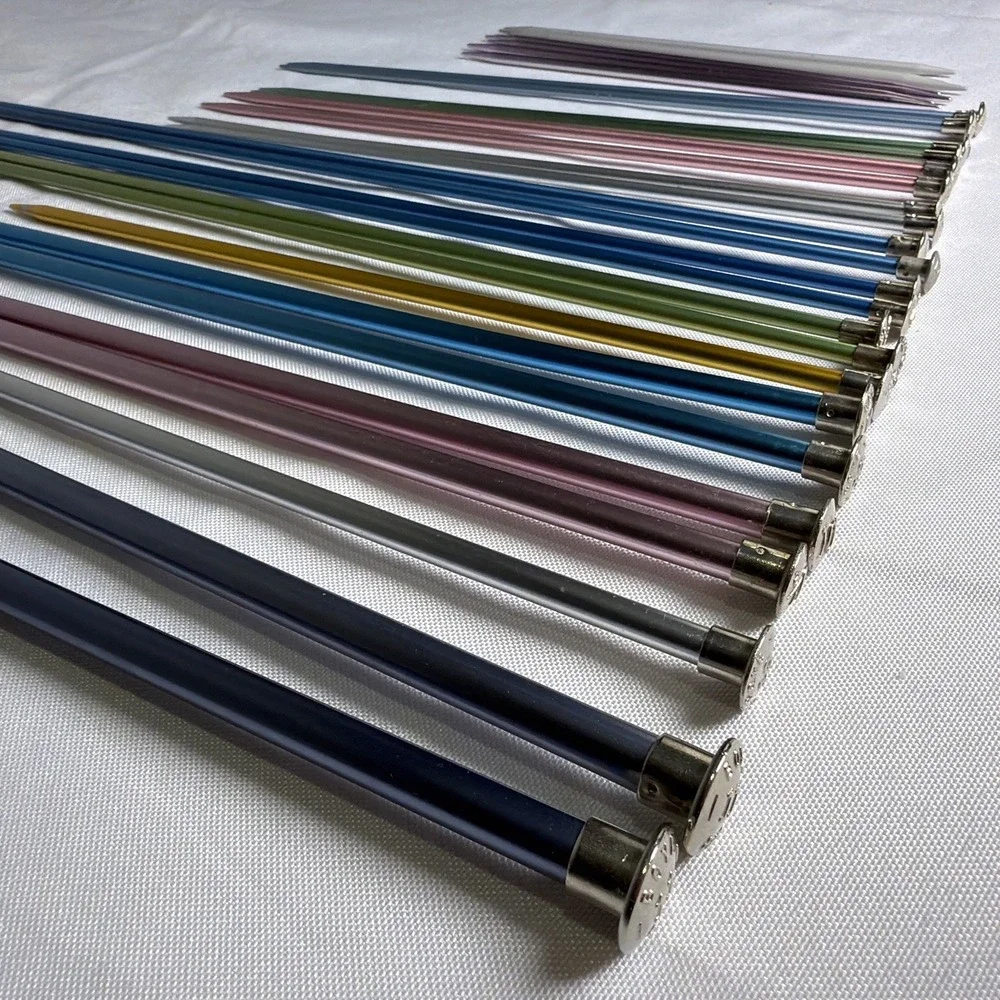 Vintage Boye Aluminum Multi Color Knitting Needles Variety Of Sizes Lot Of 29